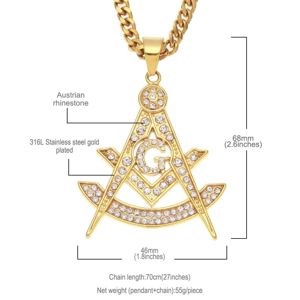Past Master Blue Lodge Necklace - Quadrant Zirconia Rhinestone - Bricks Masons