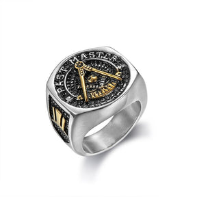 Past Master Blue Lodge Ring - Titanium Steel - Bricks Masons