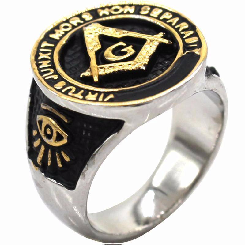 Master Mason Blue Lodge Ring - Square and Compas G VIRTUS JUNXIT MORS NON SEPARABIT