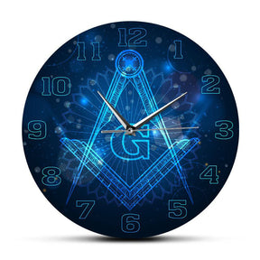 Master Mason Blue Lodge Clock - Square and Compass G Mute Digital LED