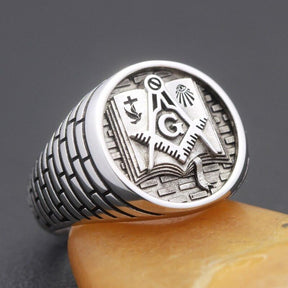 Master Mason Blue Lodge Ring - Bible Sterling Silver