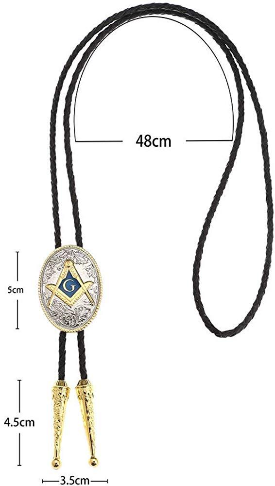 Master Mason Blue Lodge Bolo Tie - Square and Compass With G