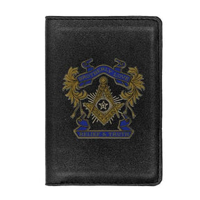 Master Mason Blue Lodge Wallet - Brotherly Love Leather Passport & Wallet Cover Brown & Black