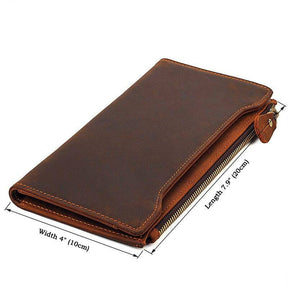 Widows Sons Wallet - Genuine Leather & Credit Card Holder Zipper Brown