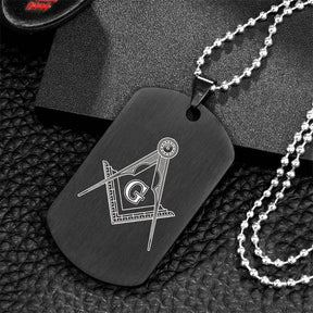 Master Mason Blue Lodge Necklace - Square & Compass G Stainless Steel