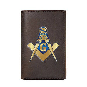 Master Mason Blue Lodge Wallet - Genuine Leather Square and Compass G With Credit Card Holder