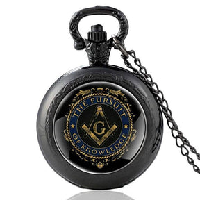 Master Mason Blue Lodge Pocket Watch - The Pursuit Of Knowledge Quartz