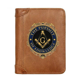 Master Mason Blue Lodge Wallet - Genuine Leather The Pursuit Of Knowledge