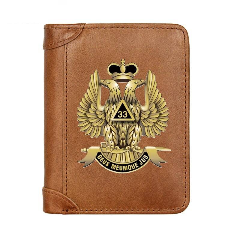 33rd Degree Scottish Rite Wallet - Genuine Leather & Credit Card Holder (Black/Brown/Coffee)