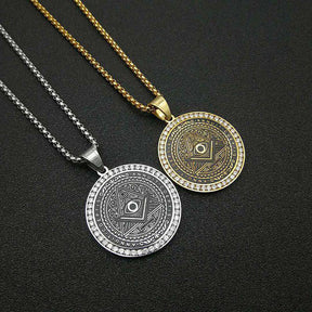 Master Mason Blue Lodge Necklace - Annuit Coeptis Gold & Silver