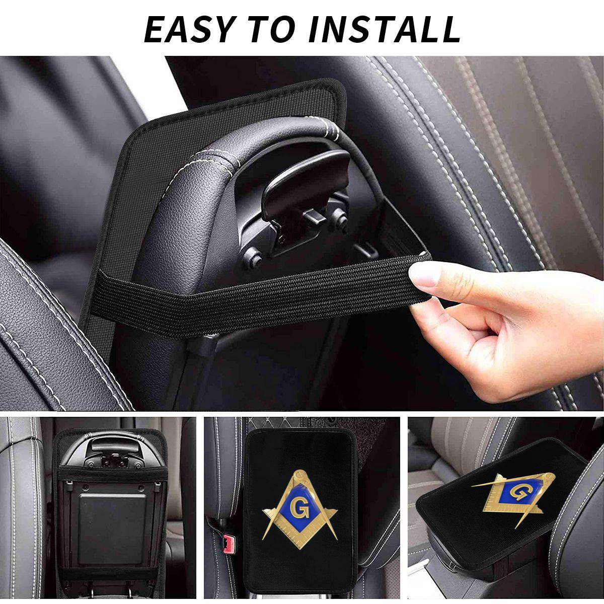 Master Mason Blue Lodge Car Armrest - Golden Square and Compass G