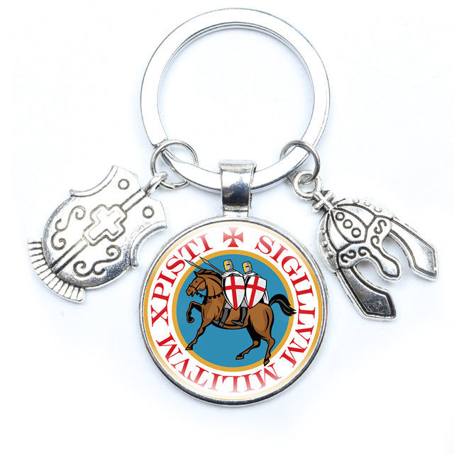 Knights Templar Commandery Keychain - Cross Round Crusader Sign (Various Designs) - Bricks Masons