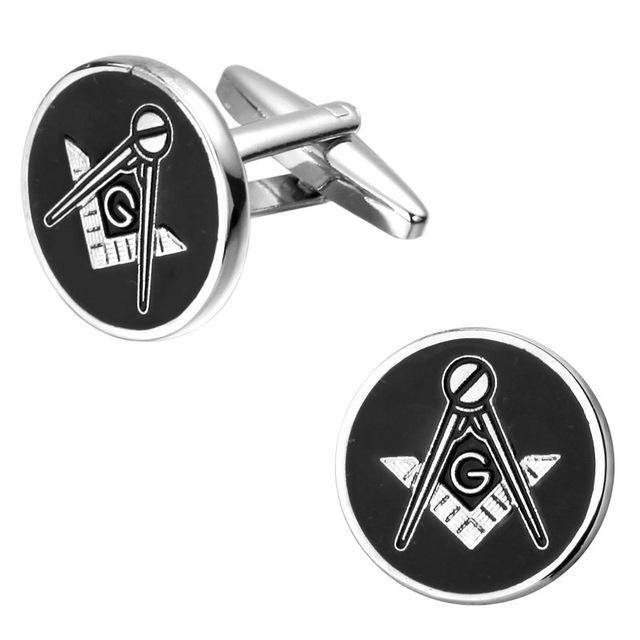 Master Mason Blue Lodge Cufflink - Square & Compass Black