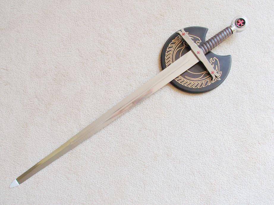 Knights Templar Commandery Sword - Knight Templar Red Cross W/ Crescent Wall Mount 40"