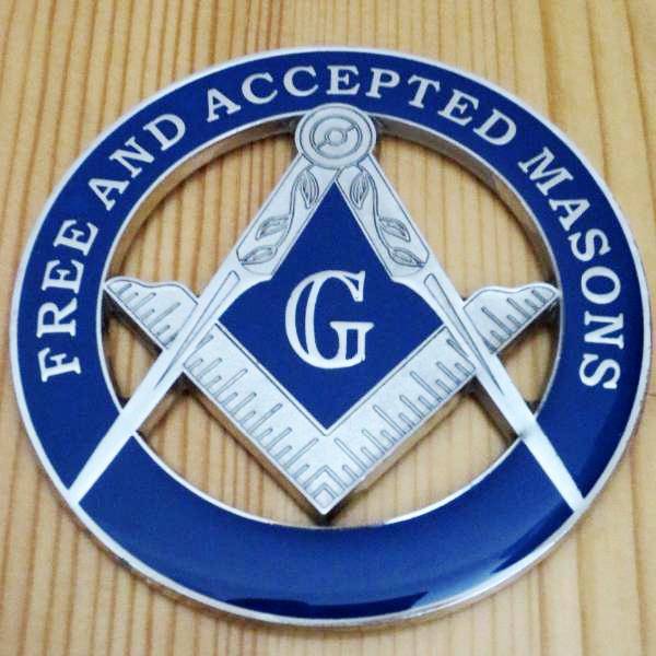 Master Mason Blue Lodge Car Emblem - FREE AND ACCEPTED MASONS Medallion - Bricks Masons