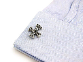 Knights Templar Commandery Cufflink - White Gold Electroplated Cross