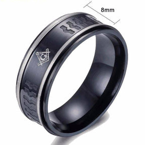 Master Mason Blue Lodge Ring - Navy Grey Stainless Steel