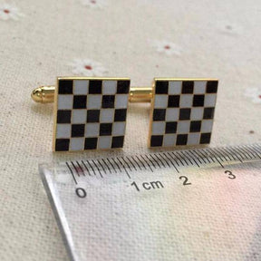 Masonic Cufflink - Black & White Checkered