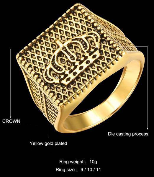 Knights Templar Commandery Ring - Golden Royal Crown Knight