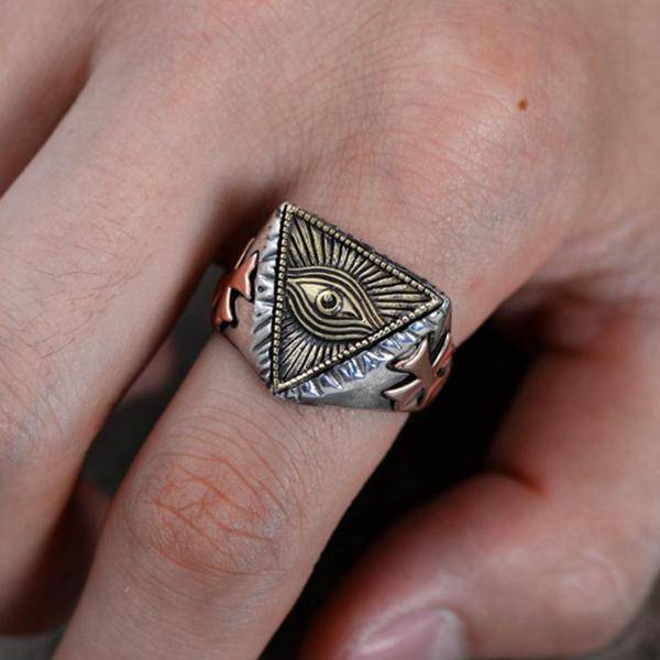 Eye Of Providence Ring - 925 Sterling Silver Pyramid