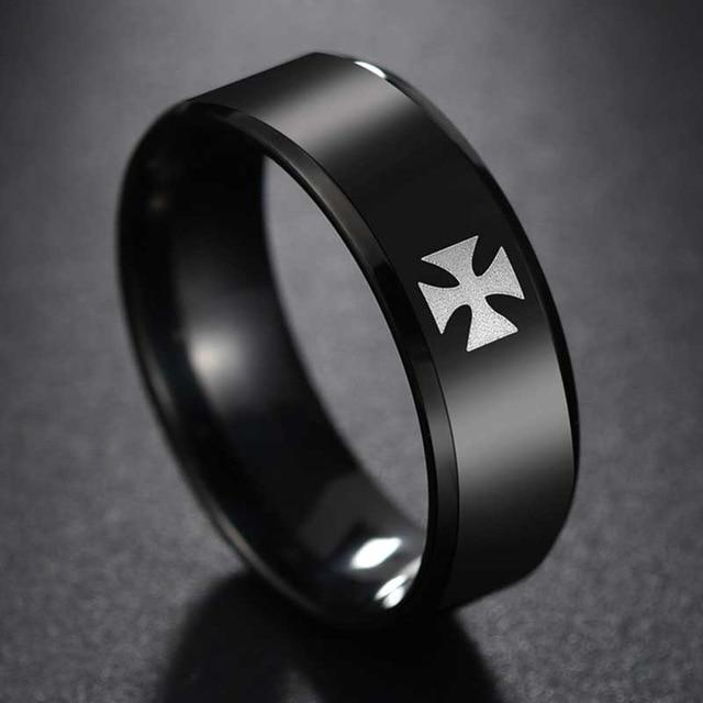 Knights Templar Commandery Ring - Cross Black Band