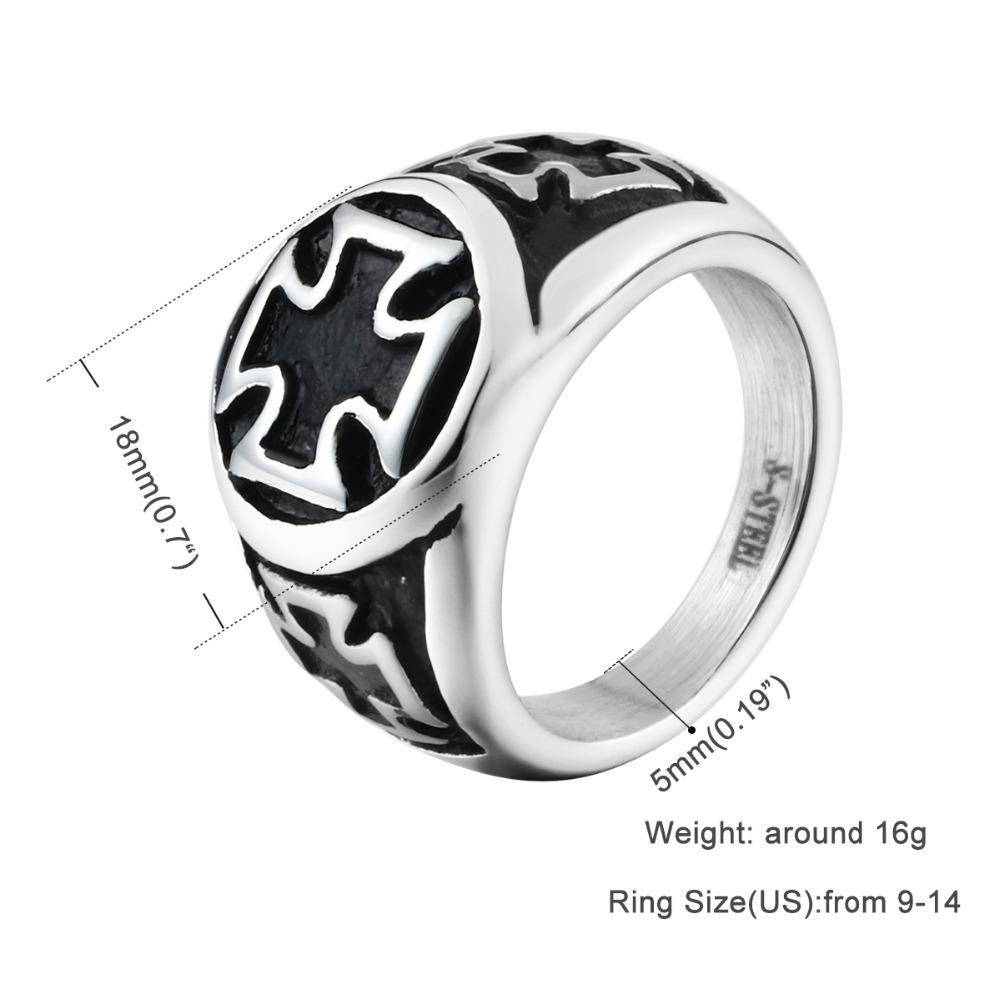 Knights Templar Commandery Ring - Silver Black Tone Cross