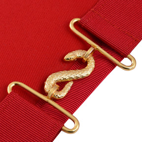 Royal Arch Chapter Apron - Red Ribbon With Triple Tau & Star Of David - Bricks Masons
