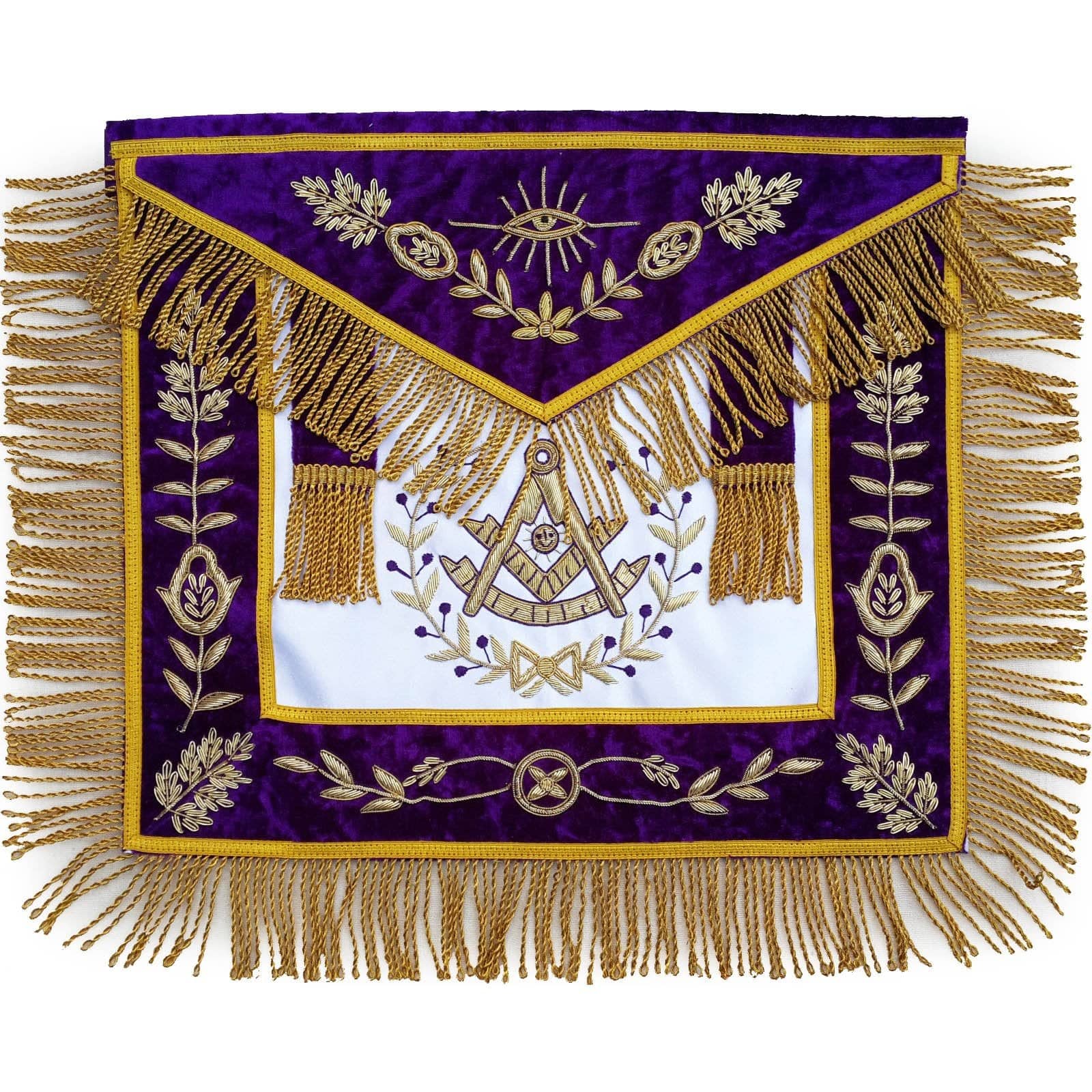 Past Master Blue Lodge Apron - Purple Velvet Hand Embroidery