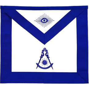 Past Master Blue Lodge Apron - Blue Grosgrain with Blue Hand Embroidery