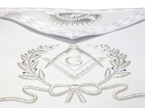 Master Mason Blue Lodge Apron - White Hand Embroidered