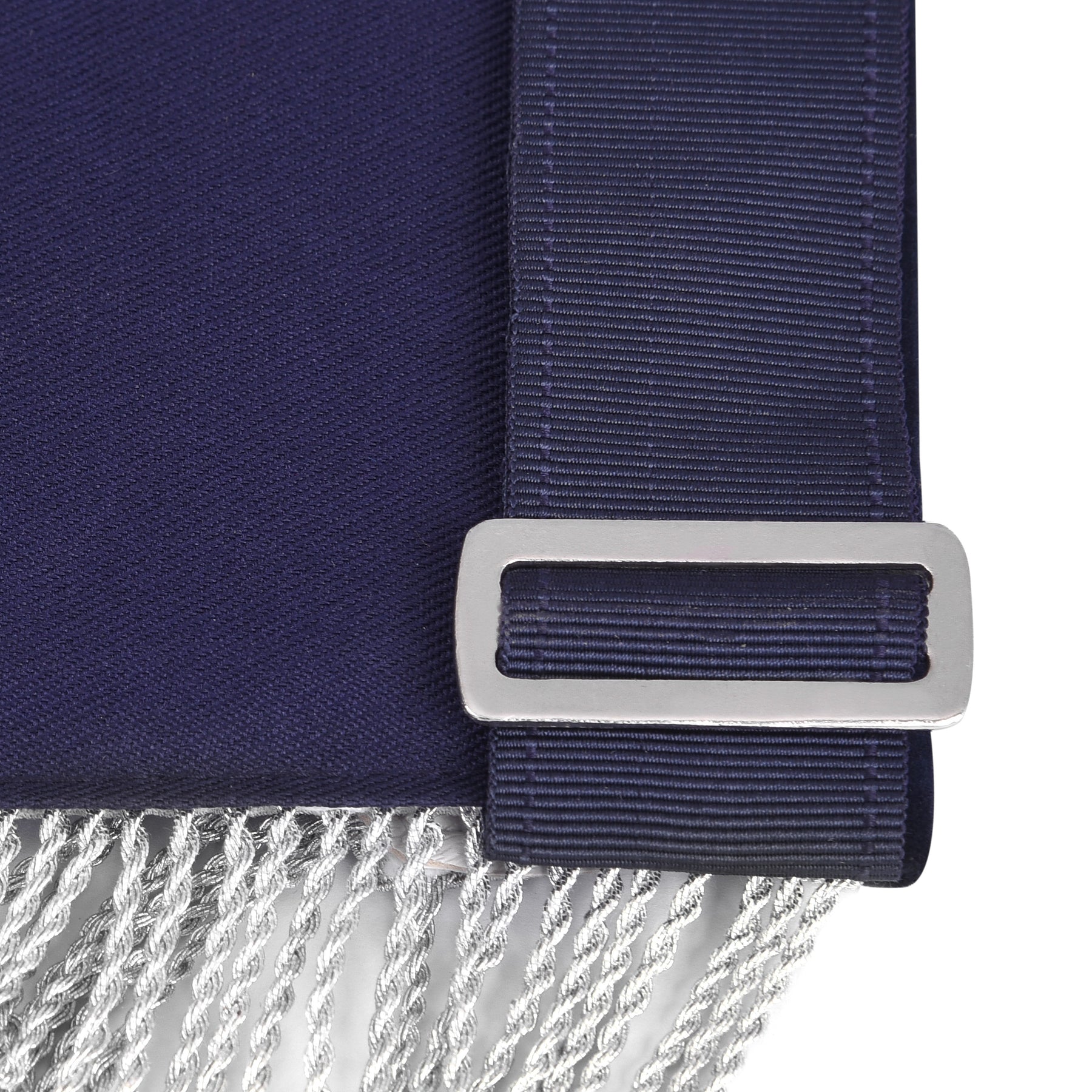 Senior Deacon Blue Lodge California Officer Apron - Dark Blue With Silver Hand Embroidery Bullion - Bricks Masons