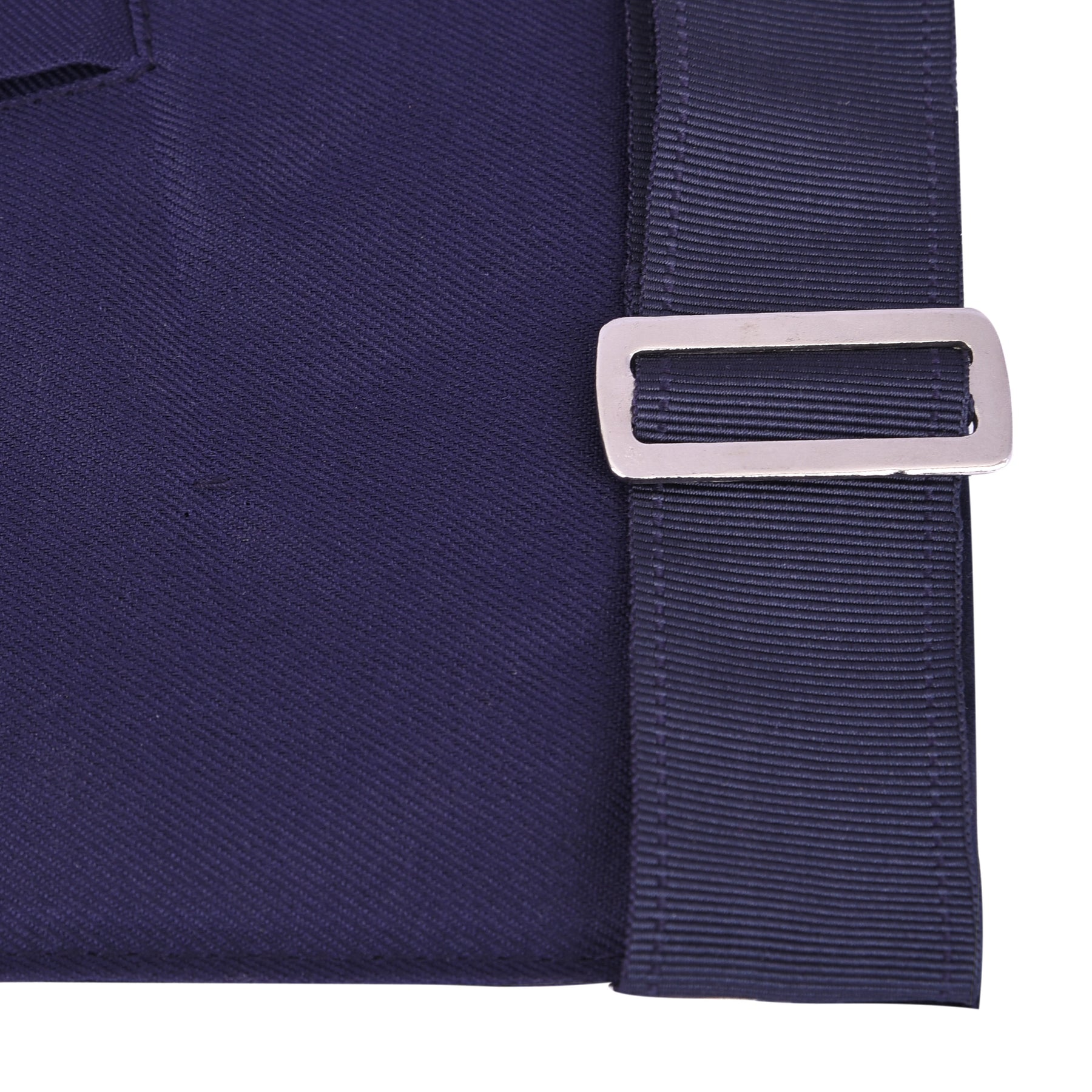 Senior Deacon Blue Lodge Officer Apron - Kenton Lodge Navy Velvet With Silver Embroidery Thread - Bricks Masons