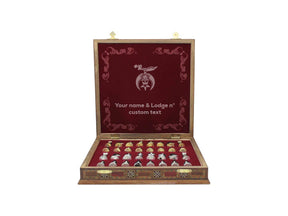 Shriners Chess Set - Wood Mosaic Pattern - Bricks Masons
