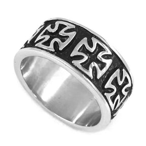 Knights Templar Commandery Ring - Stainless Steel Black & Silver - Bricks Masons