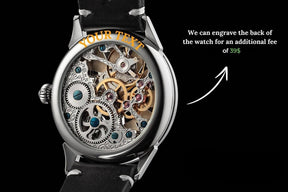 Master Mason Blue Lodge Wristwatch -  Silver Skeleton Dial Intricate Detailing - Bricks Masons