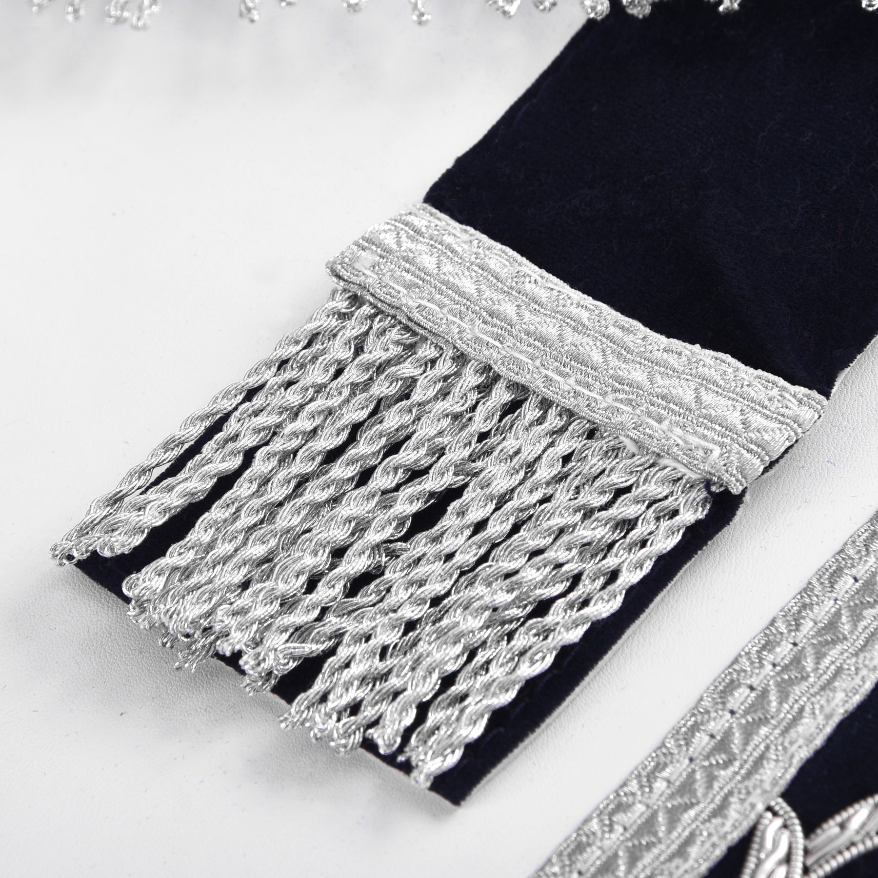 Treasurer Blue Lodge Officer Apron - Dark Blue With Silver Hand Embroidery Bullion - Bricks Masons