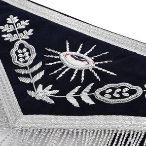 Tyler Blue Lodge Officer Apron - Blue With Silver Fringe - Bricks Masons