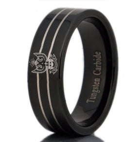 33rd Degree Scottish Rite Ring - Wings Up Black Tungsten - Bricks Masons