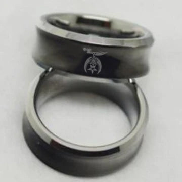 Shriners Ring - Black Concave Tungsten - Bricks Masons