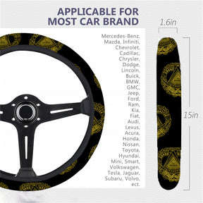 Grand Master Blue Lodge Steering Wheel Cover - White & Gold - Bricks Masons