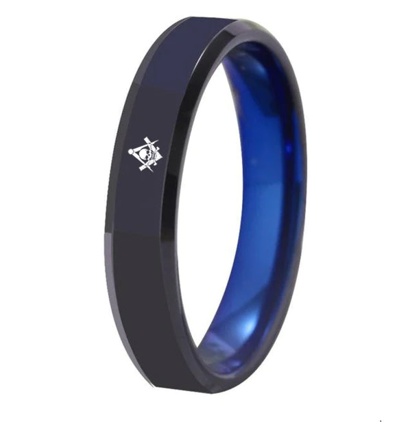 Widows Sons Ring - Black With Blue Tungsten - Bricks Masons