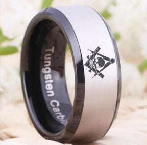 Widows Sons Ring - Black Beveled Tungsten - Bricks Masons