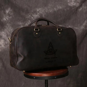 Past Master Blue Lodge California Regulation Travel Bag - (Dark Brown/Camel) - Bricks Masons