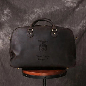 Shriners Travel Bag - (Dark Brown/Camel) - Bricks Masons