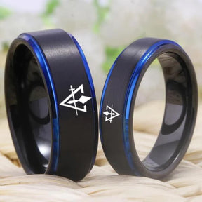 Council Ring - Black Blue Tungsten - Bricks Masons