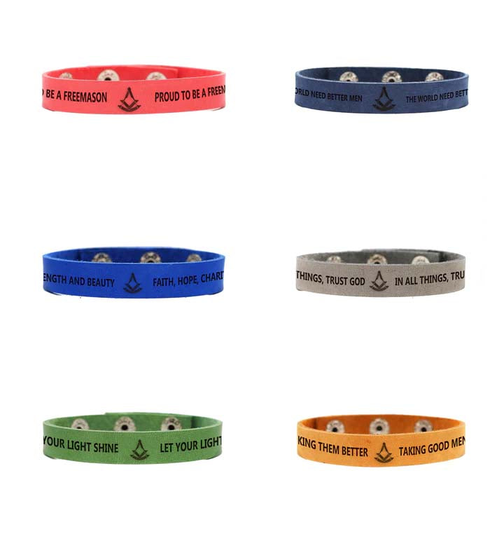 Past Master Blue Lodge Bracelet - Various Leather Colors - Bricks Masons