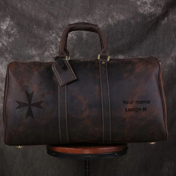 Order Of Malta Travel Bag - Genuine Vintage Leather - Bricks Masons