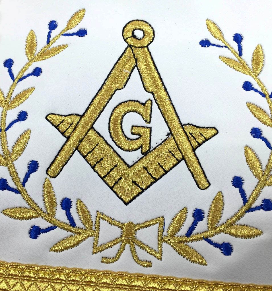 Master Mason Blue Lodge Apron - Royal Blue Machine Embroidery - Bricks Masons