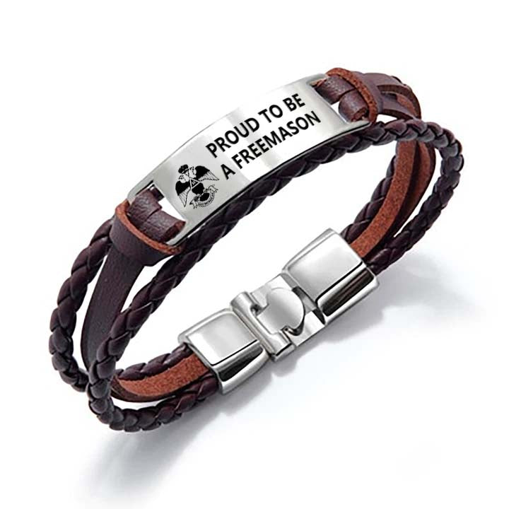 33rd Degree Scottish Rite Bracelet - Wings Down Black & Brown - Bricks Masons