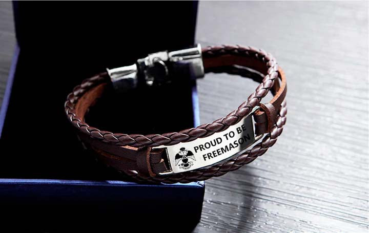 33rd Degree Scottish Rite Bracelet - Wings Down Black & Brown - Bricks Masons
